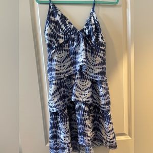 VELVET silk navy blue tie dye dress